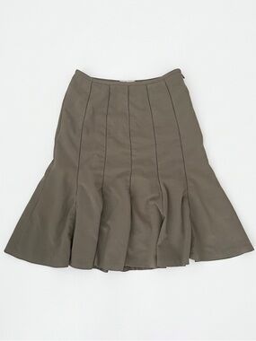 EUC Vintage Jessica Fluted Academia Skirt Dark Olive With Patterned Lines Size 6
